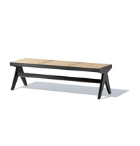 Thumbnail for GFURN - Célia Bench - Black & Natural Rattan -