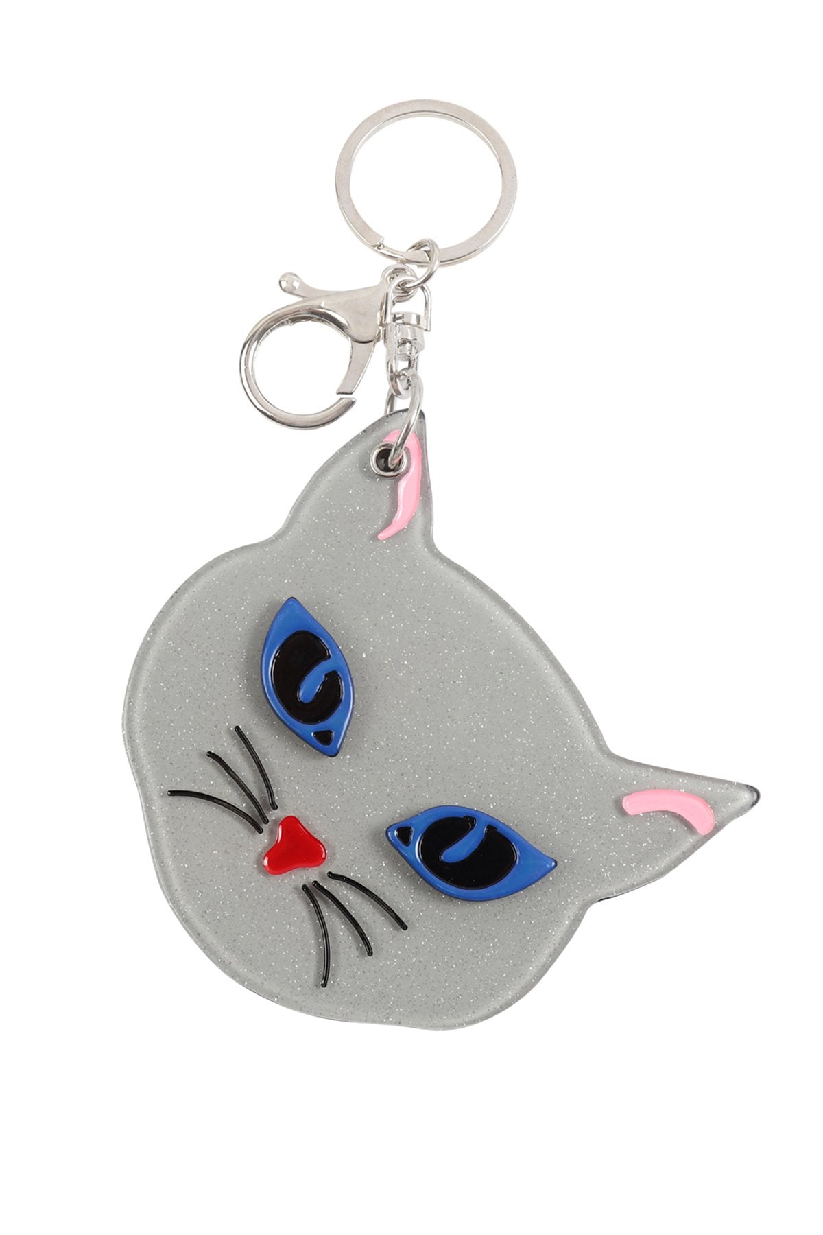 Riah Fashion - Gray Cat With Mirror Keychain -