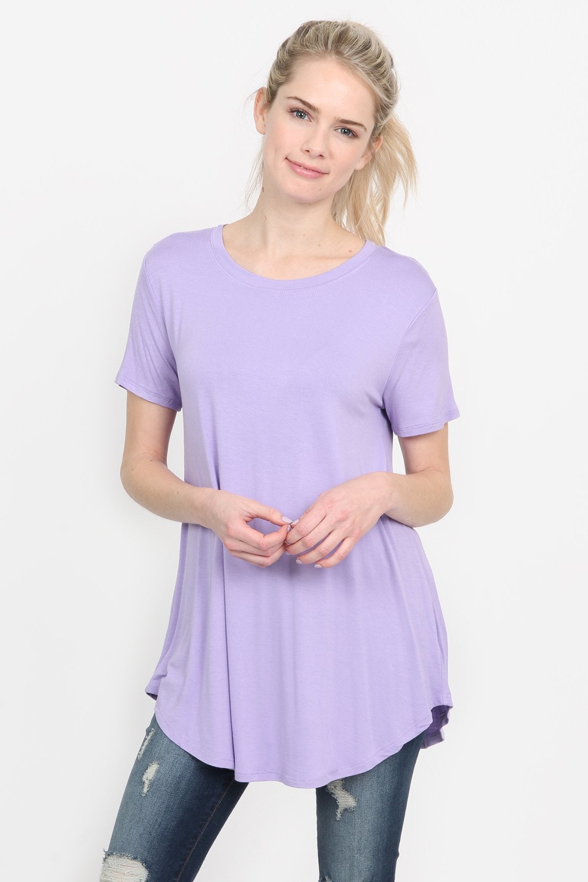 Riah Fashion - Premium Rayon Short Sleeve Top - 12 COLORS -