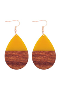 Thumbnail for Riah Fashion - Homaica Wood Pearshape Drop Earrings - 4 COLORS -