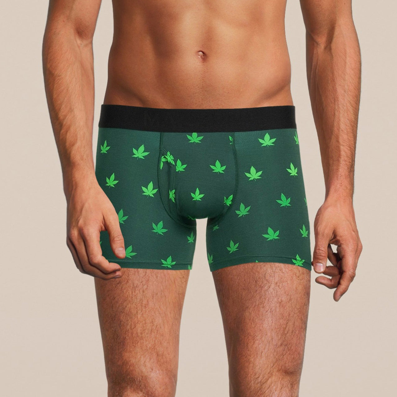 Men's Weed Boxer Brief Underwear With Pouch -