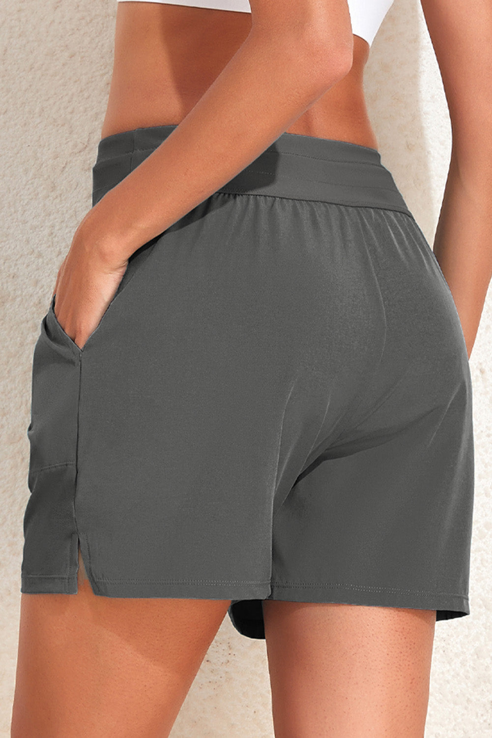 Drawstring Swim Shorts with Pockets - T - 3 COLORS -