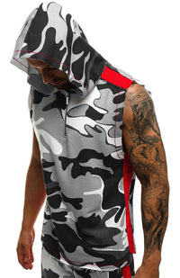 Thumbnail for Men's Printed Sleeveless Hooded Tank Top - K - 3 CAMO COLORS -