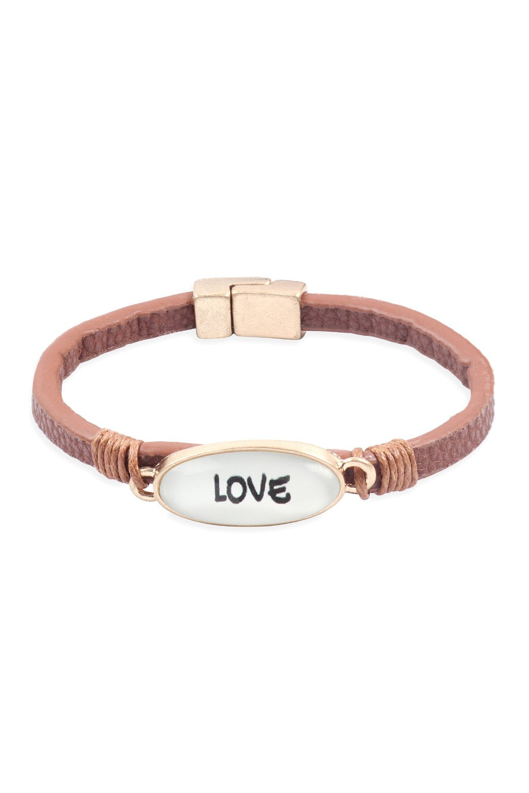 Riah Fashion - "Love" Animal Print Leather Magnet Bracelet - 4 COLORS -