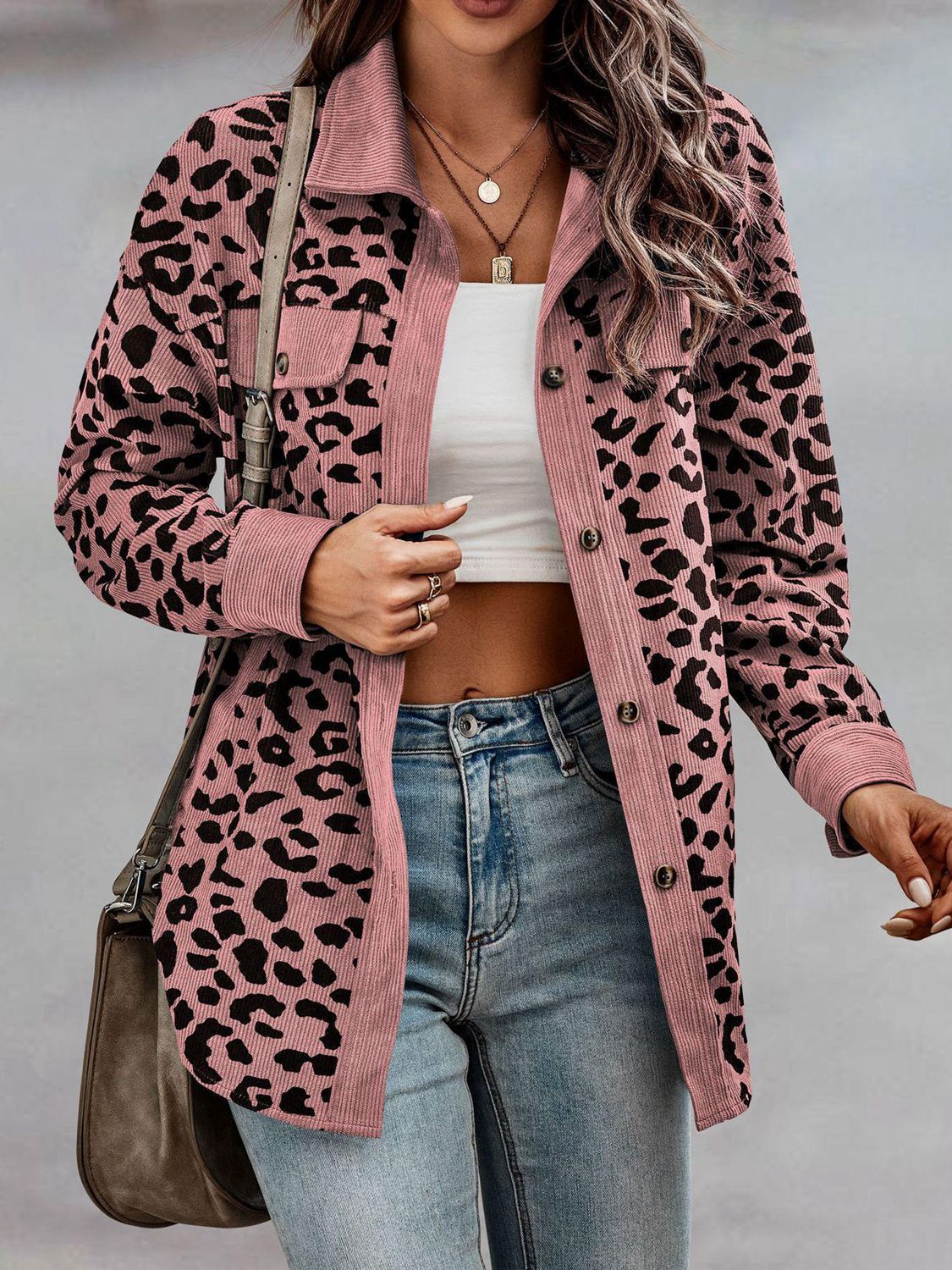 Full Size Leopard Buttoned Jacket - T - 5 COLORS -