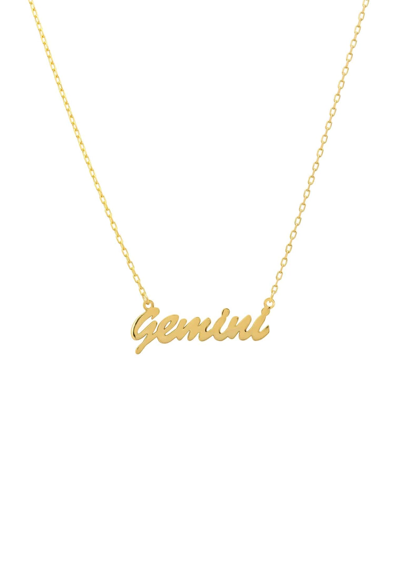 Zodiac Star Sign Name Necklace Gold Gemini -