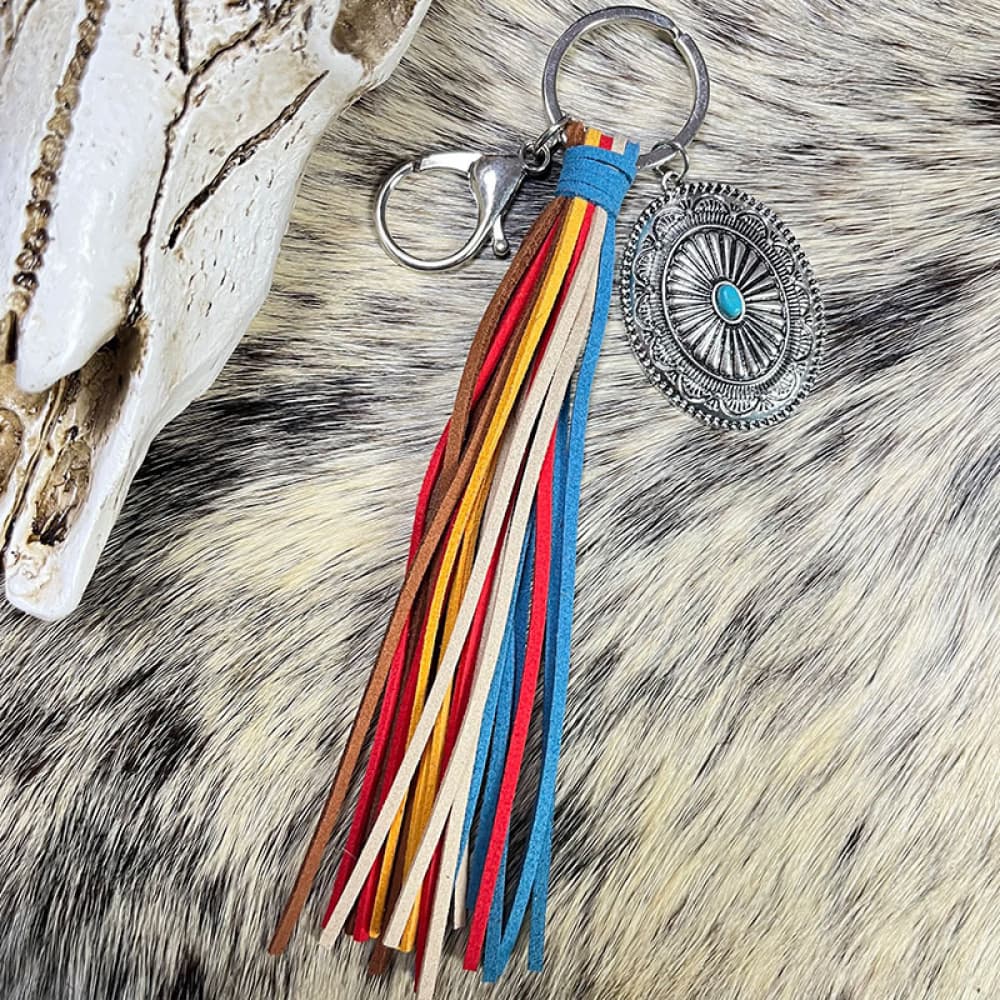 Turquoise Keychain with Tassel - T - 4 STYLES -