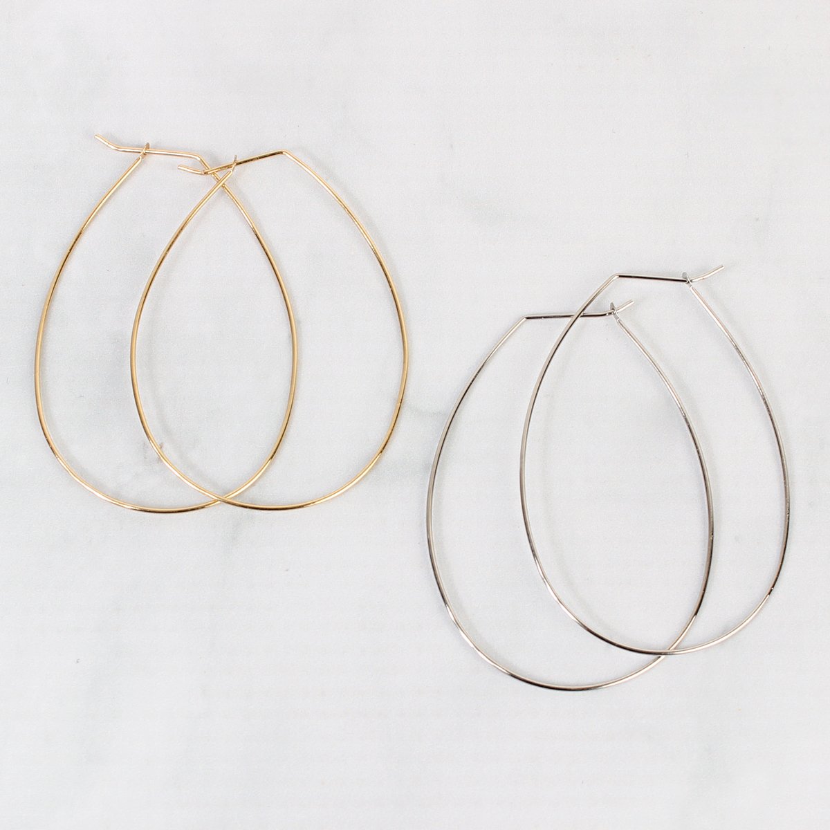 Large Teardrop Brass Earrings - 3 FINISHES -