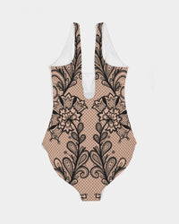 Thumbnail for Chaluisant - Black & Nude Lace Women's One-Piece Swimsuit -