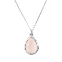 Thumbnail for LATELITA - Pisa Mini Teardrop Necklace Silver Rose Quartz -