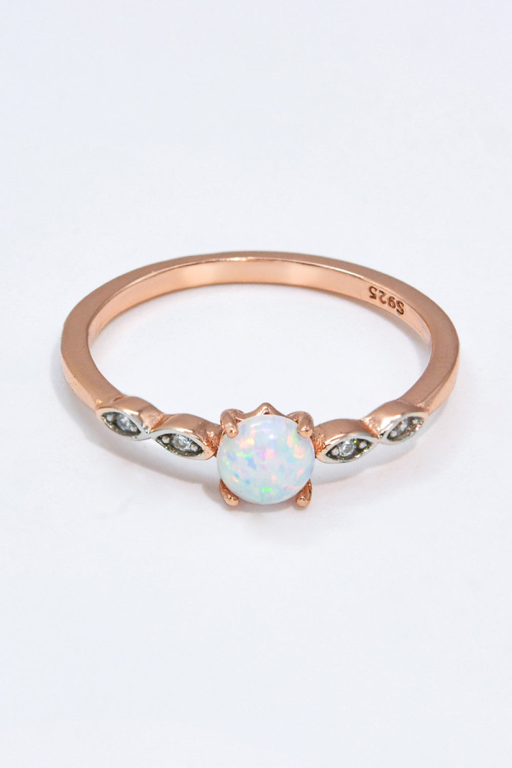 Opal Contrast Platinum-Plated Ring - T - SIZES 6 THRU 9 - 1 FINISH -