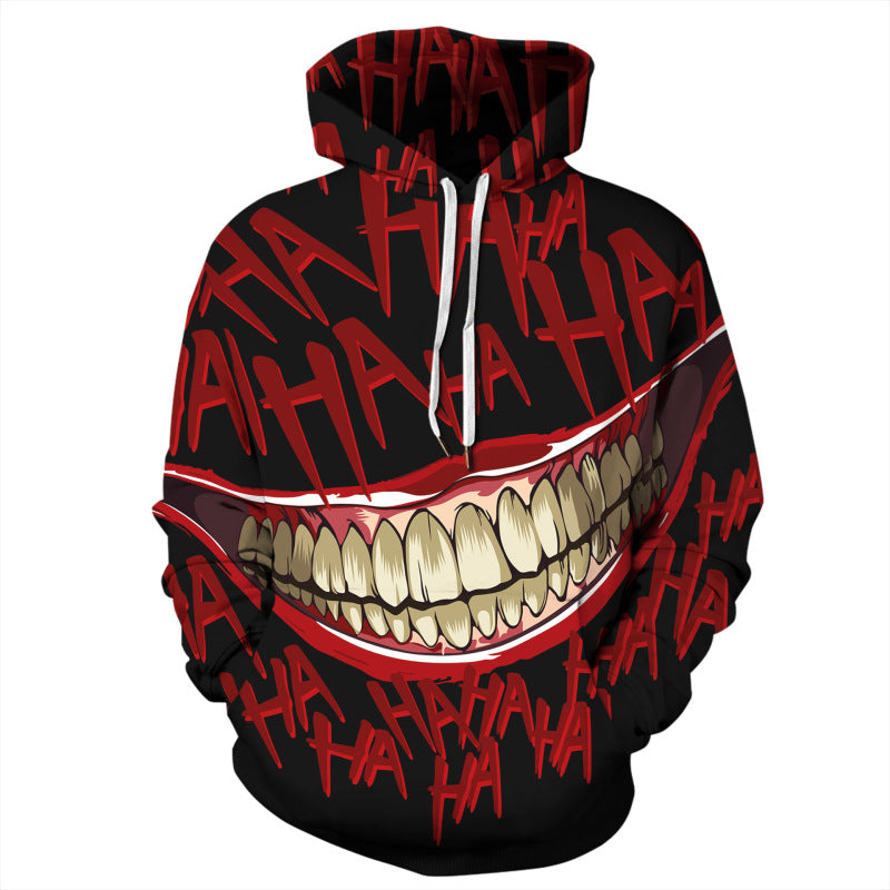 Halloween Digital Print Hooded Long Sleeve Loose Pullover Sweatshirt - K - 1 PATTERN -