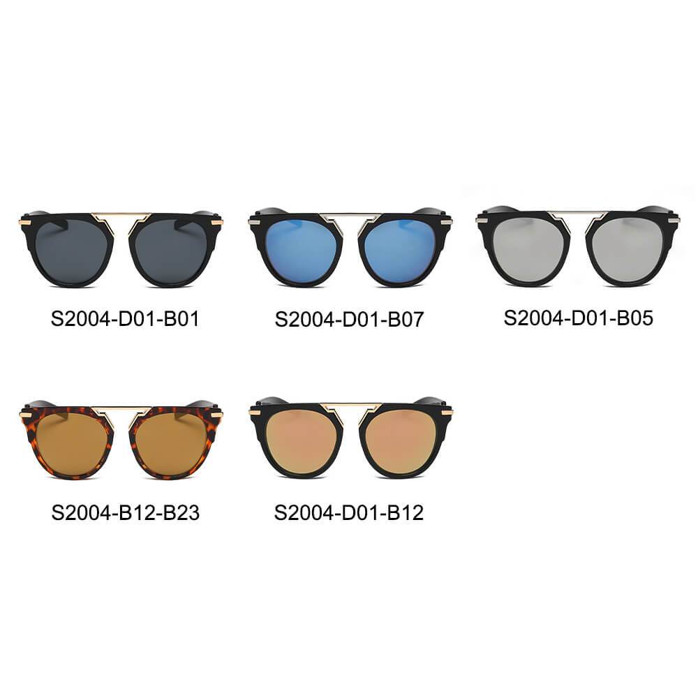 Hanover | S2004 - Unisex Fashion Brow-Bar Round Sunglasses - 5 COLORS -