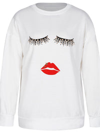 Thumbnail for Graphic Dropped Shoulder Round Neck Sweatshirt - T - 3 LIP DESIGNS -