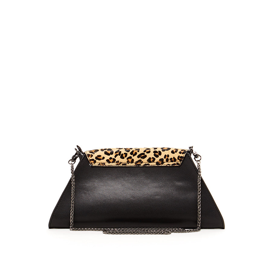 Angelica Black Leopard Clutch Bag -