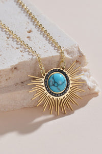 Thumbnail for Turquoise 14K Gold Plated Pendant Necklace - T -