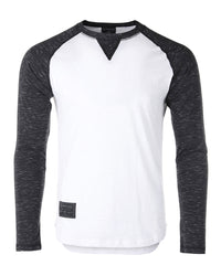 Thumbnail for Men Athletic Fit Baseball Retro Contrast Long Sleeve Raglan T-Shirt - 1 COLOR -