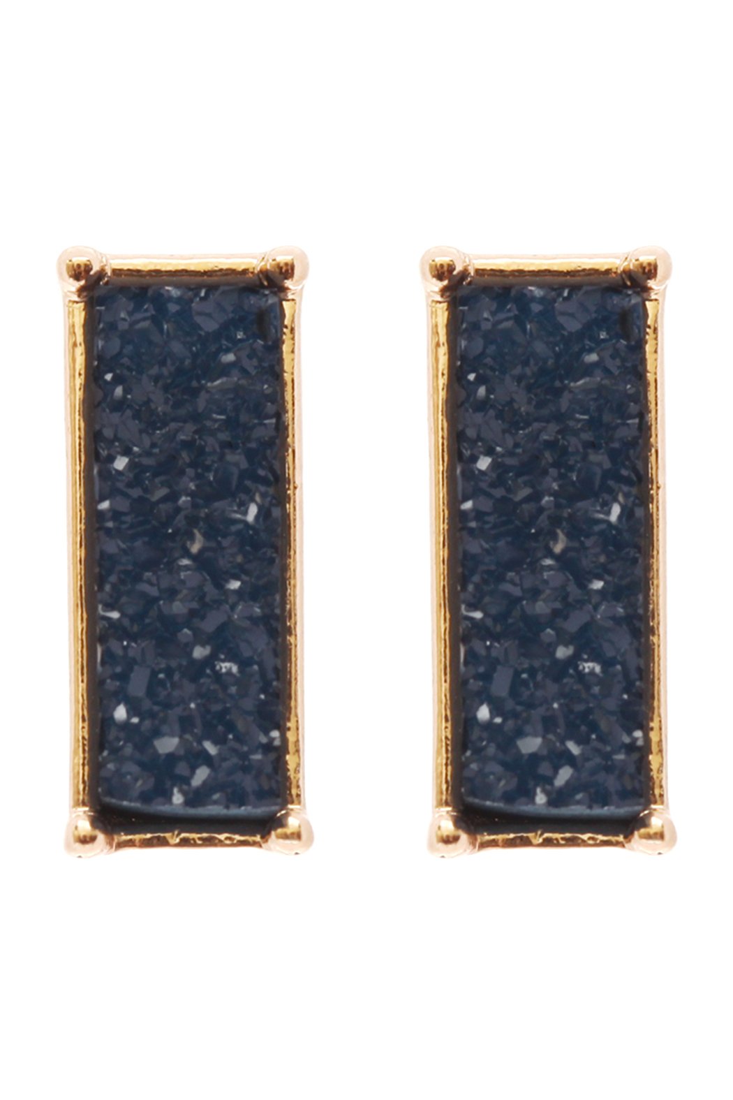 Riah Fashion - Druzy Square Geometric Post Earrings - 4 COLORS -