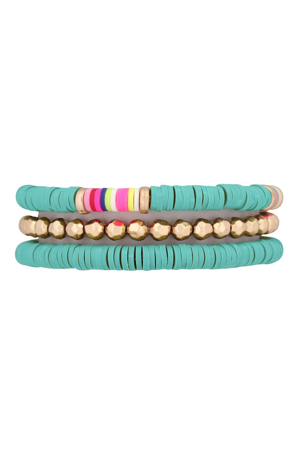 Fimo Metal Multi Elastic Bracelet - 7 COLORS -