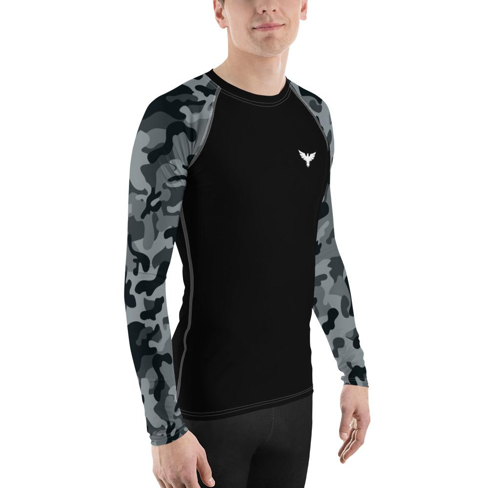 FYC - Men's Black Camo Sleeve Performance Rash Guard UPF 40+ - 1 COLOR -