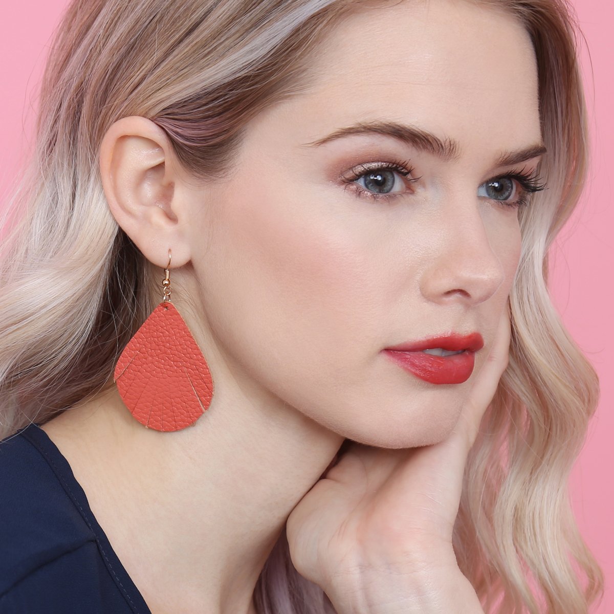 Fringed Pear Shaped Leather Earrings - 10 COLORS