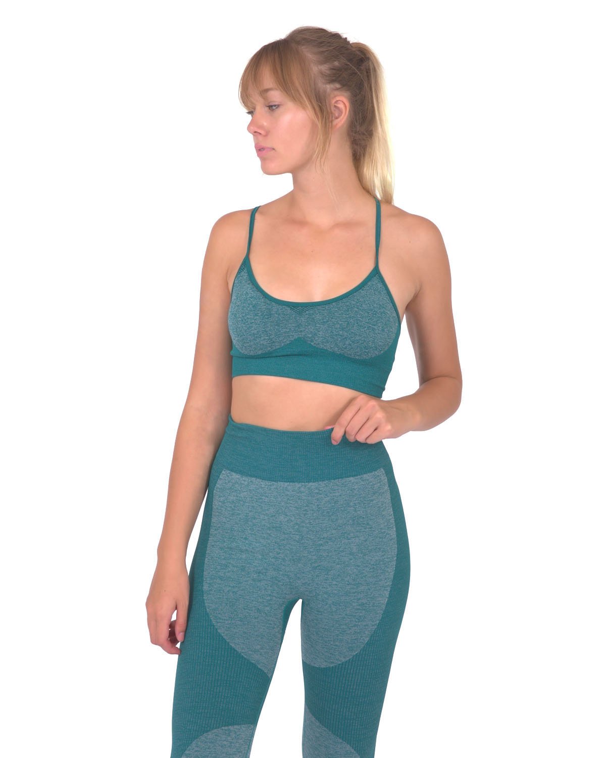 Savoy - Megara Seamless Sports Bra With Striped Band - Green - 1 COLOR -