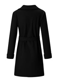 Thumbnail for Women’s Stylish Solid Color Classy Collared Overcoat With Waist Tie And Hand Pockets - K - 3 COLORS --