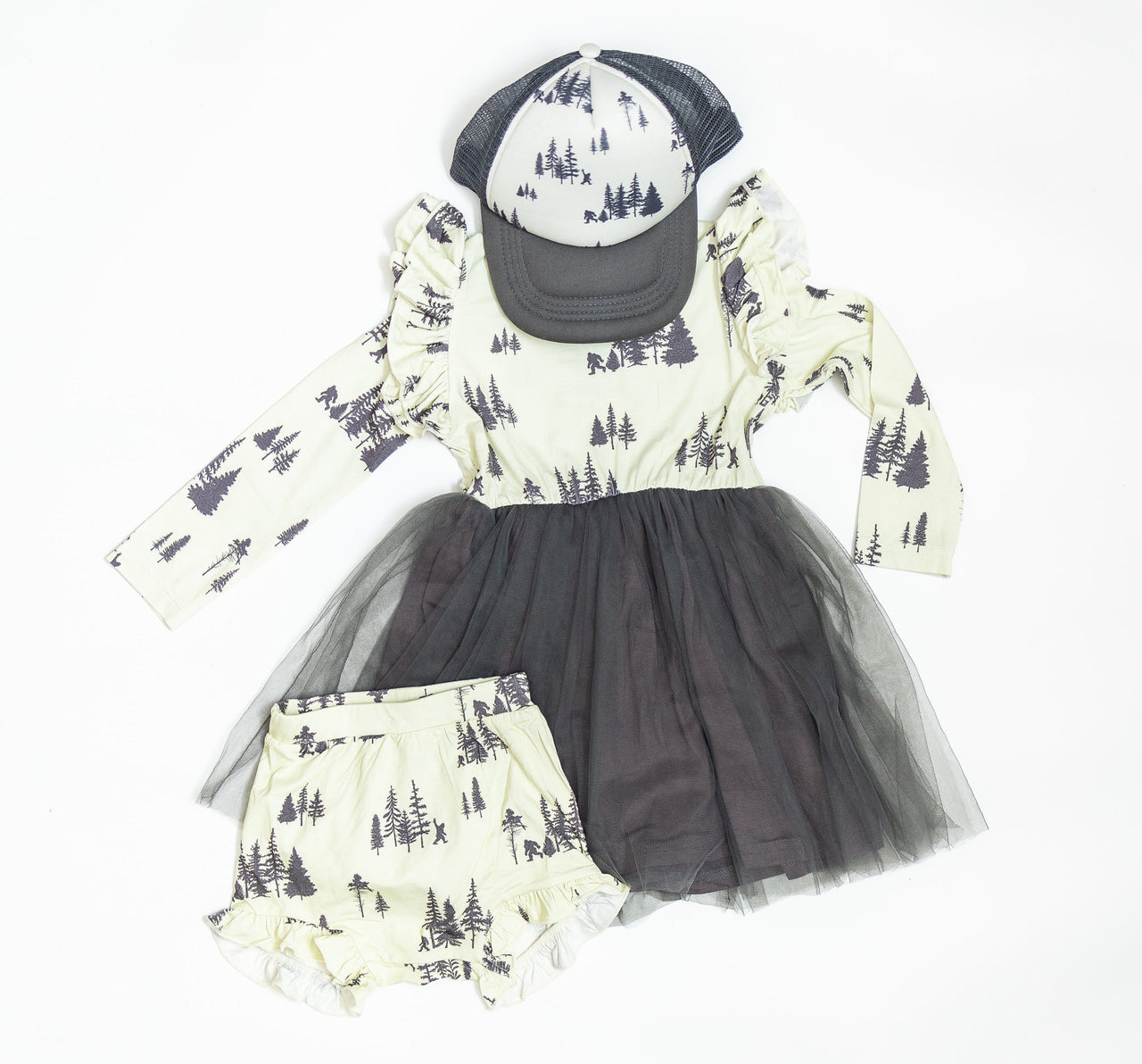 Eclipse Kids - Long Sleeve Tulle Dress - Sasquatch - SIZES 2T THRU 11/12 -