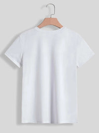 Thumbnail for Graphic Round Neck Short Sleeve T-Shirt - T - 3 COLORS -