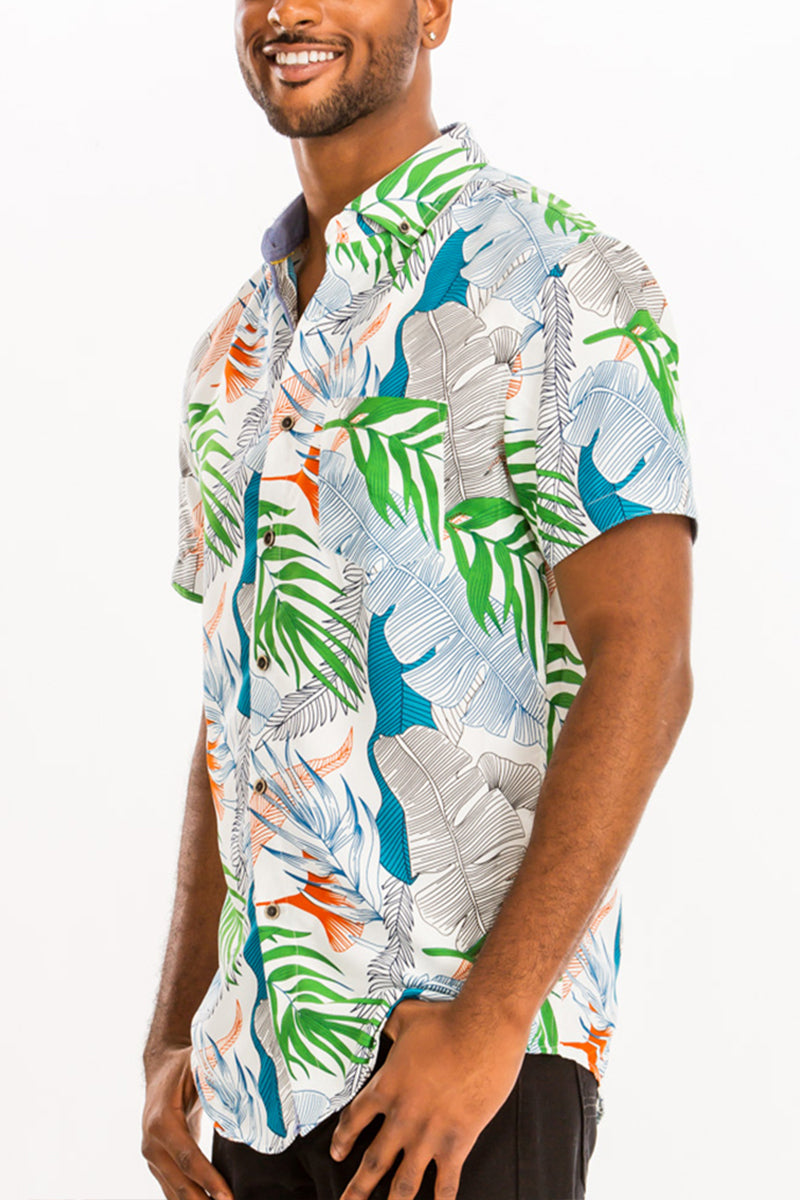 WEIV - Digital Print Hawaiian Short Sleeve Shirt -