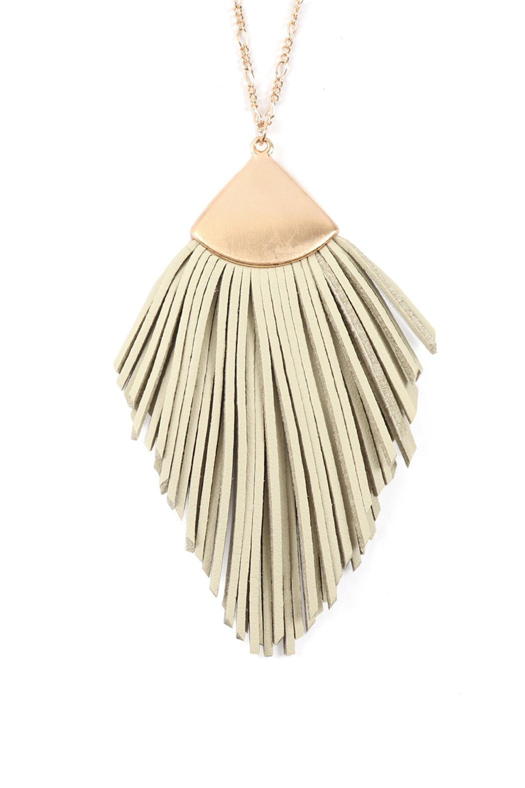 Feather Shape Pu Leather Tassel Necklace - 8 COLORS -