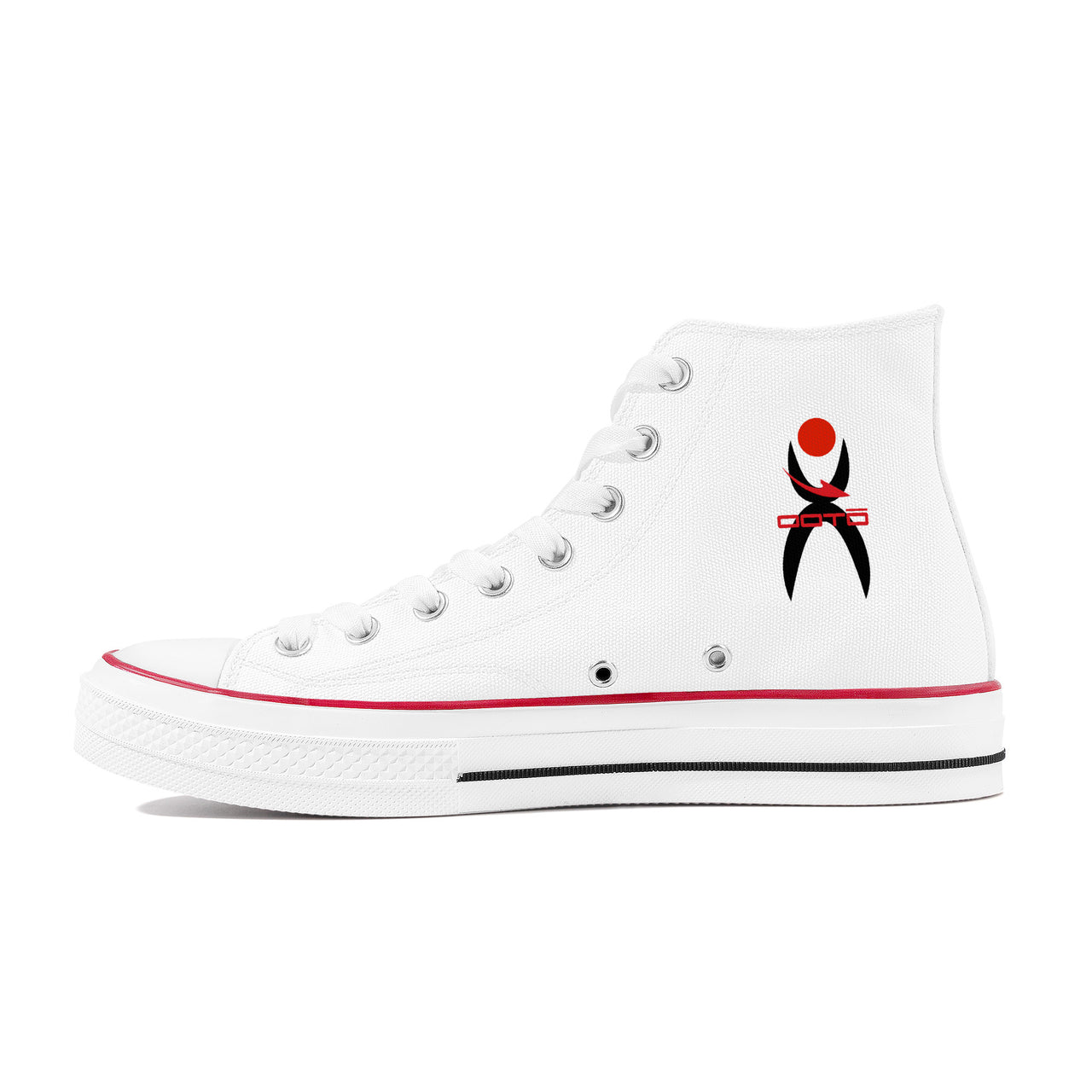 OOTO - GLYPHIC EN BLACK & RED - D70 High Top Canvas Shoes - White soles - 1 COLOR -