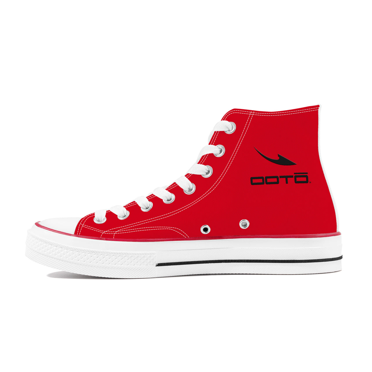 OOTO - D70 High Top Canvas Shoes - RED ENDEAVOR - DASH EN BLACK - White soles - 1 COLOR -