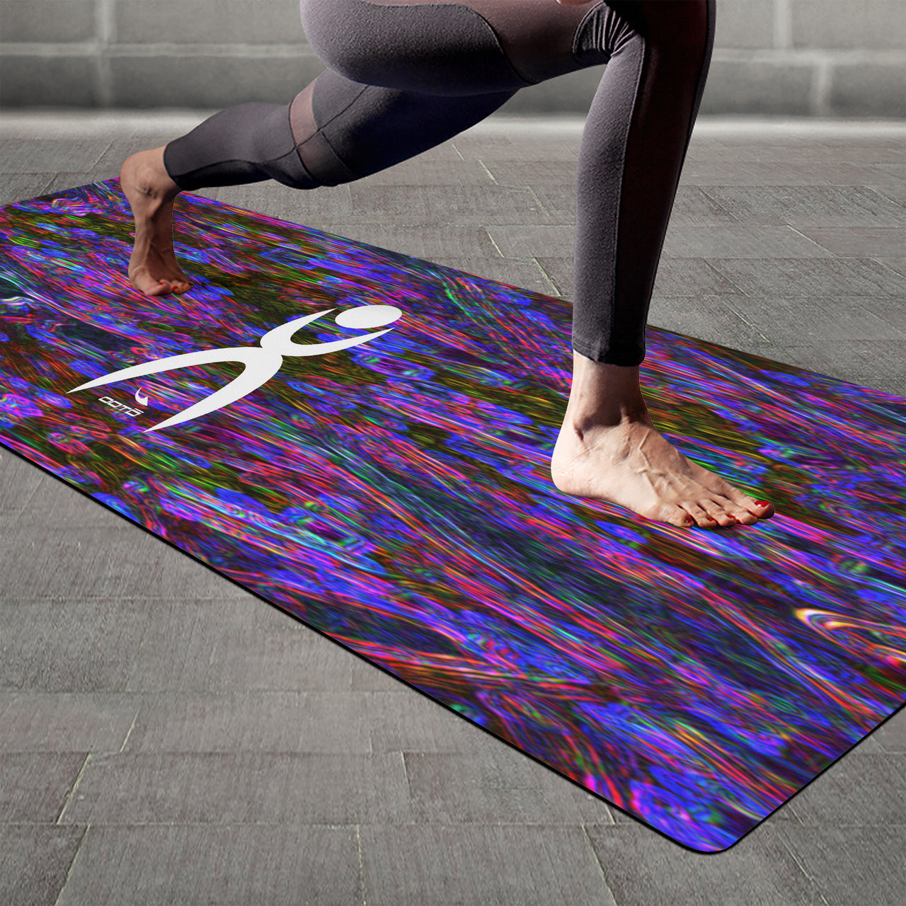 OOTO - Yoga Mat - Glyphic en white over purple neon storm