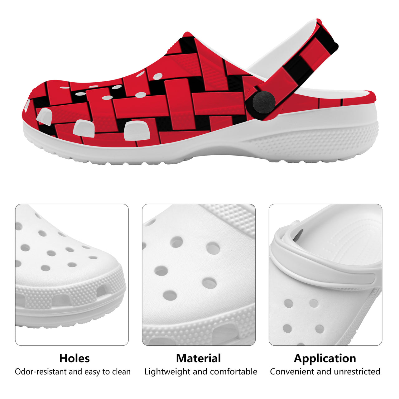 OOTO - RED WEAVE - WITH (OPTIONAL) PIVOTING HEEL STRAP - SF_S48_All Over Printing Crocs Clogs -