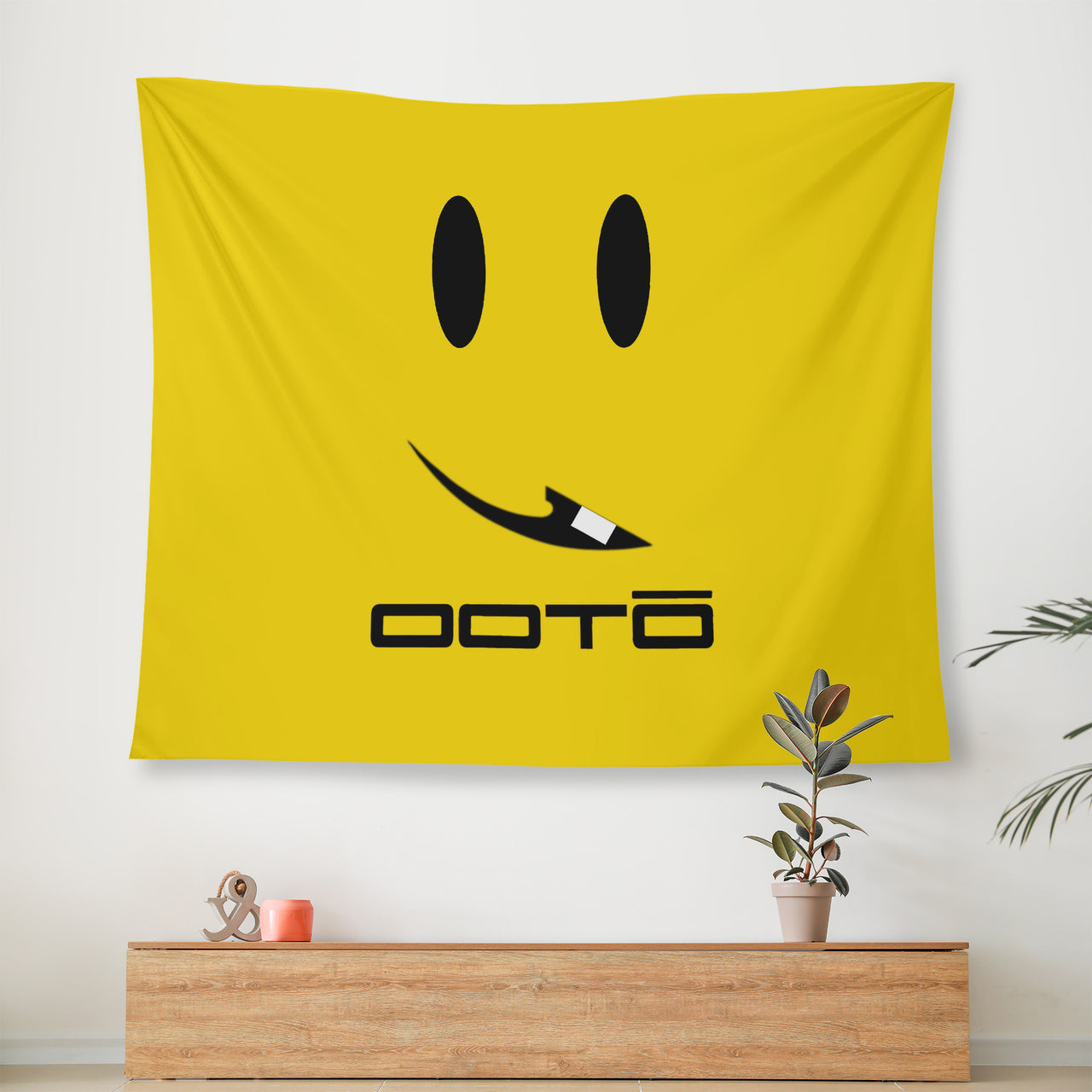 OOTO - SMOOTO EN BLACK (ON YELLOW) - Wall Tapestry - 3 SIZES -