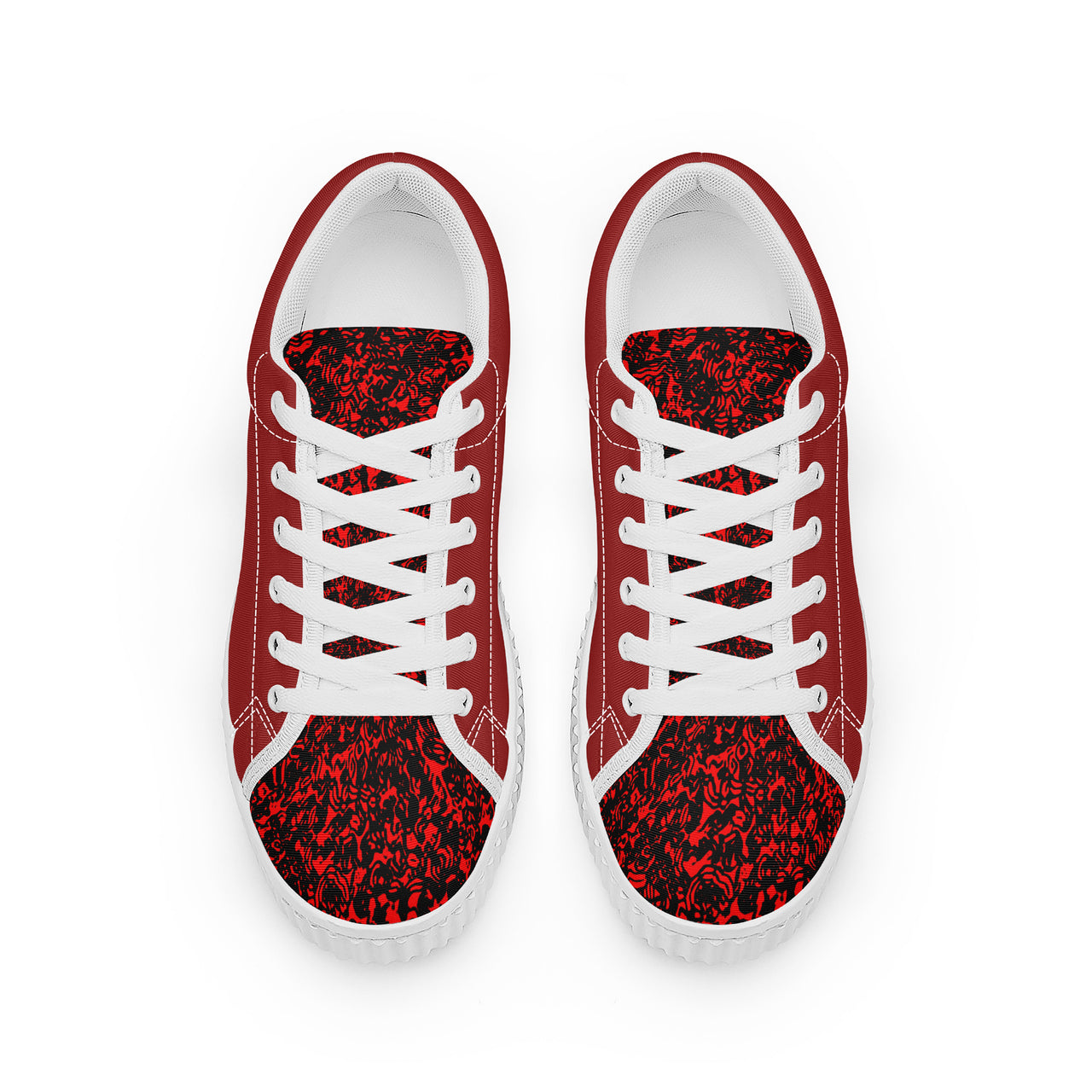 OOTO - Women's Low Top Platform Sneaker - RED MARBLED - 1 COLOR -