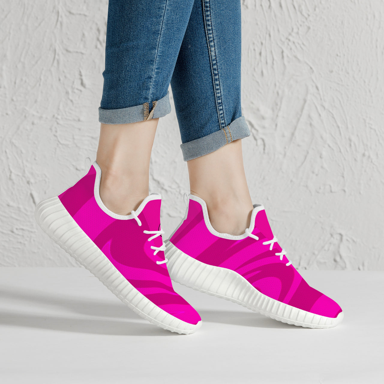 OOTO - Mesh Knit Sneakers - CLASSIC PK & B - PINK TIDE - White soles - 1 COLORS -