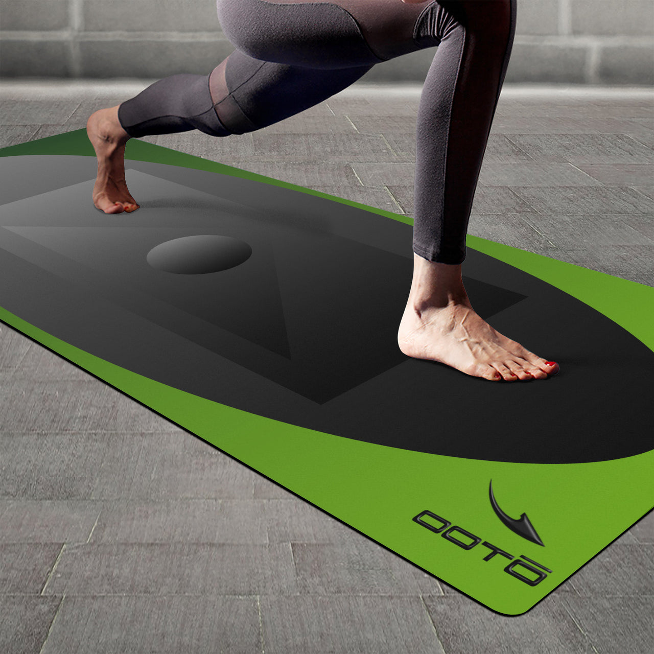 OOTO - Yoga Mat- Gray shape phase en green