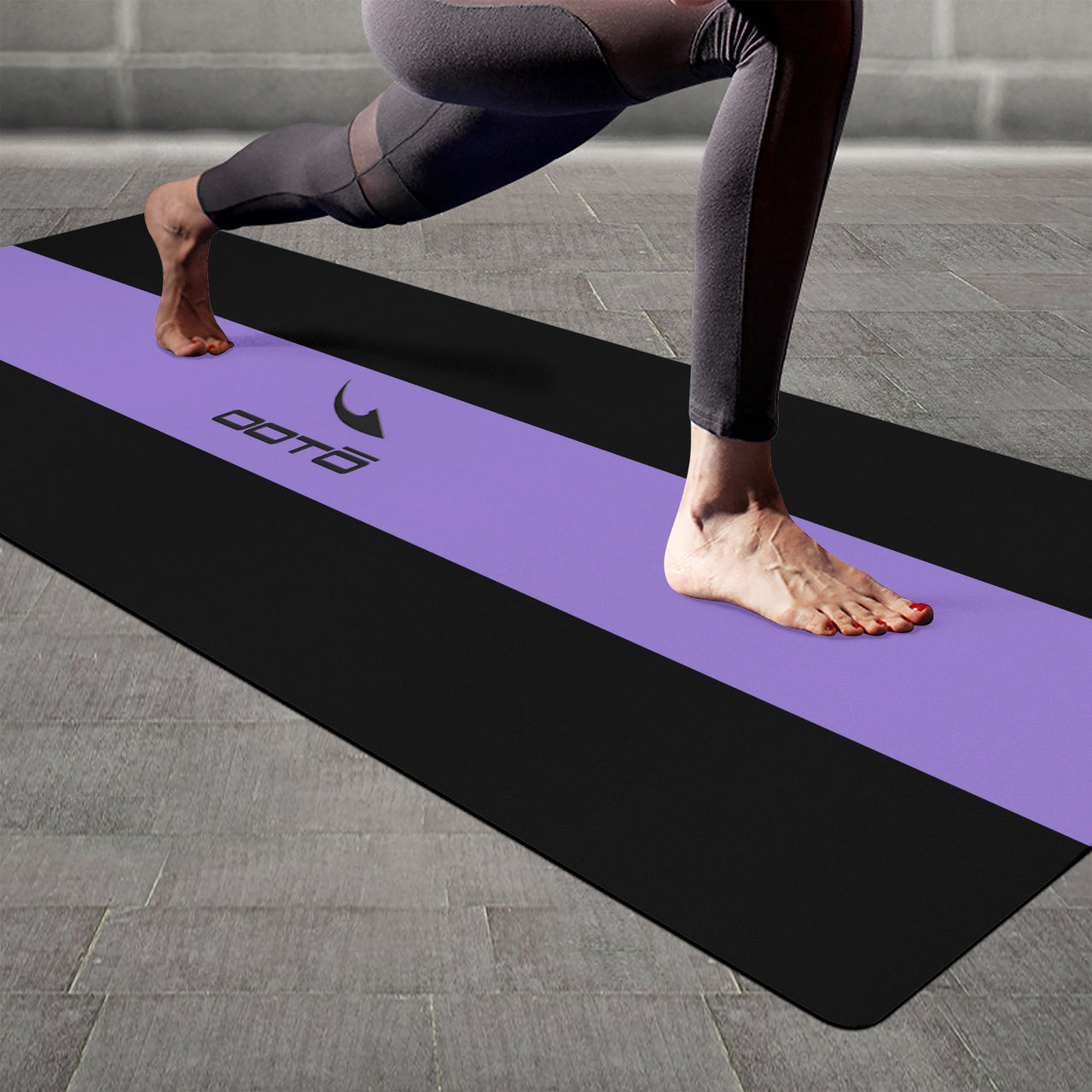 OOTO - Yoga Mat - Neon lavender stripe -