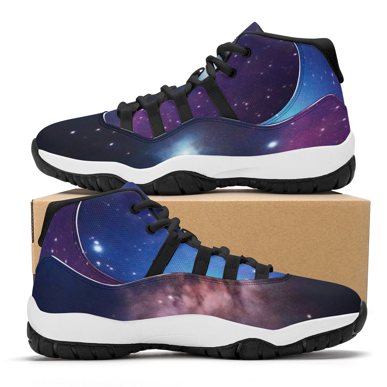 OOTO - SPACE SCENE - High Top Air Retro Sneakers - Black soles - 1 COLOR -