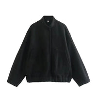 Thumbnail for Loose casual jacket Y2K stand collar concealed button jacket - K - 15 COLORS -