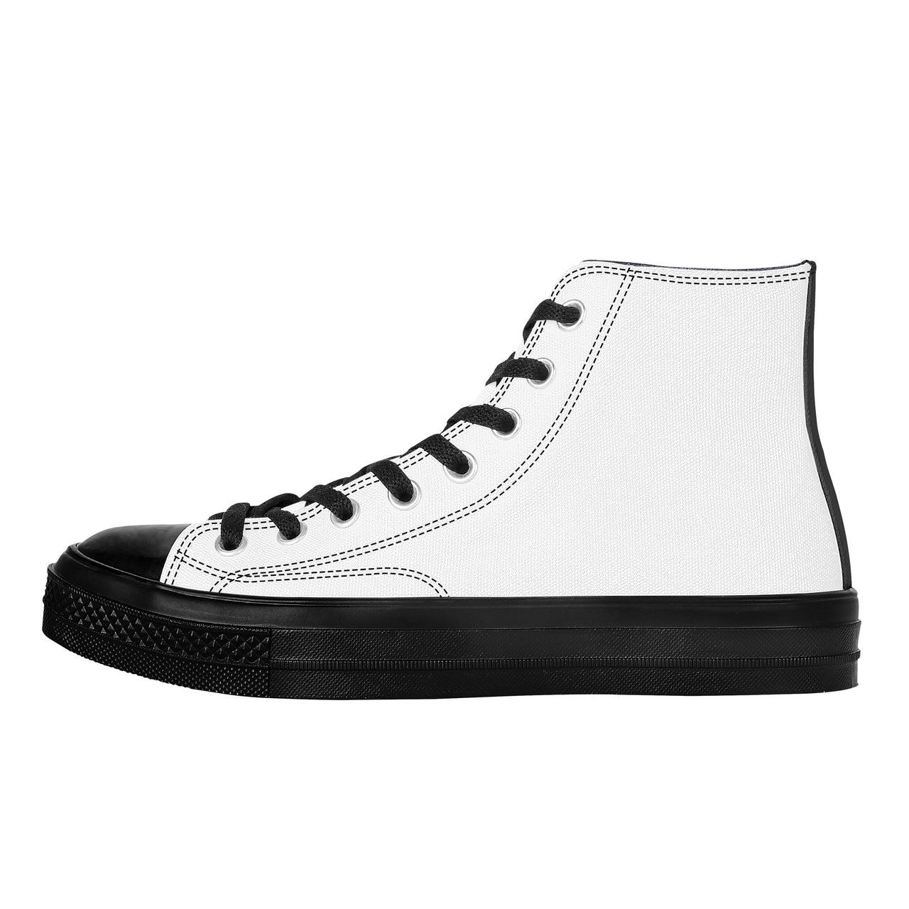 OOTO - High Top Canvas Shoes - CLASSIC B & W - Black soles - 1 COLOR -