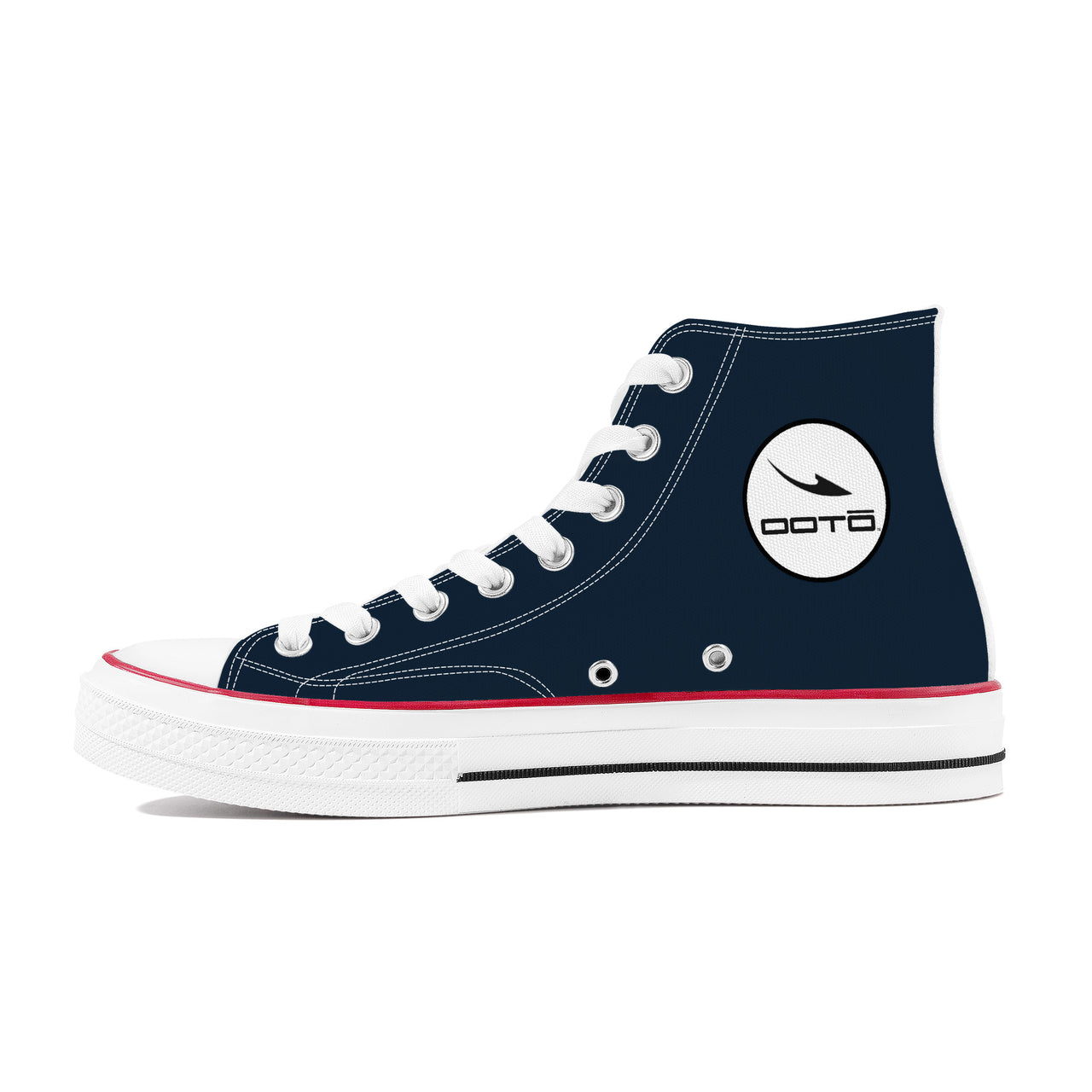 OOTO - High Top Canvas Shoes - BLUE LEAP - White soles - 1 COLOR -