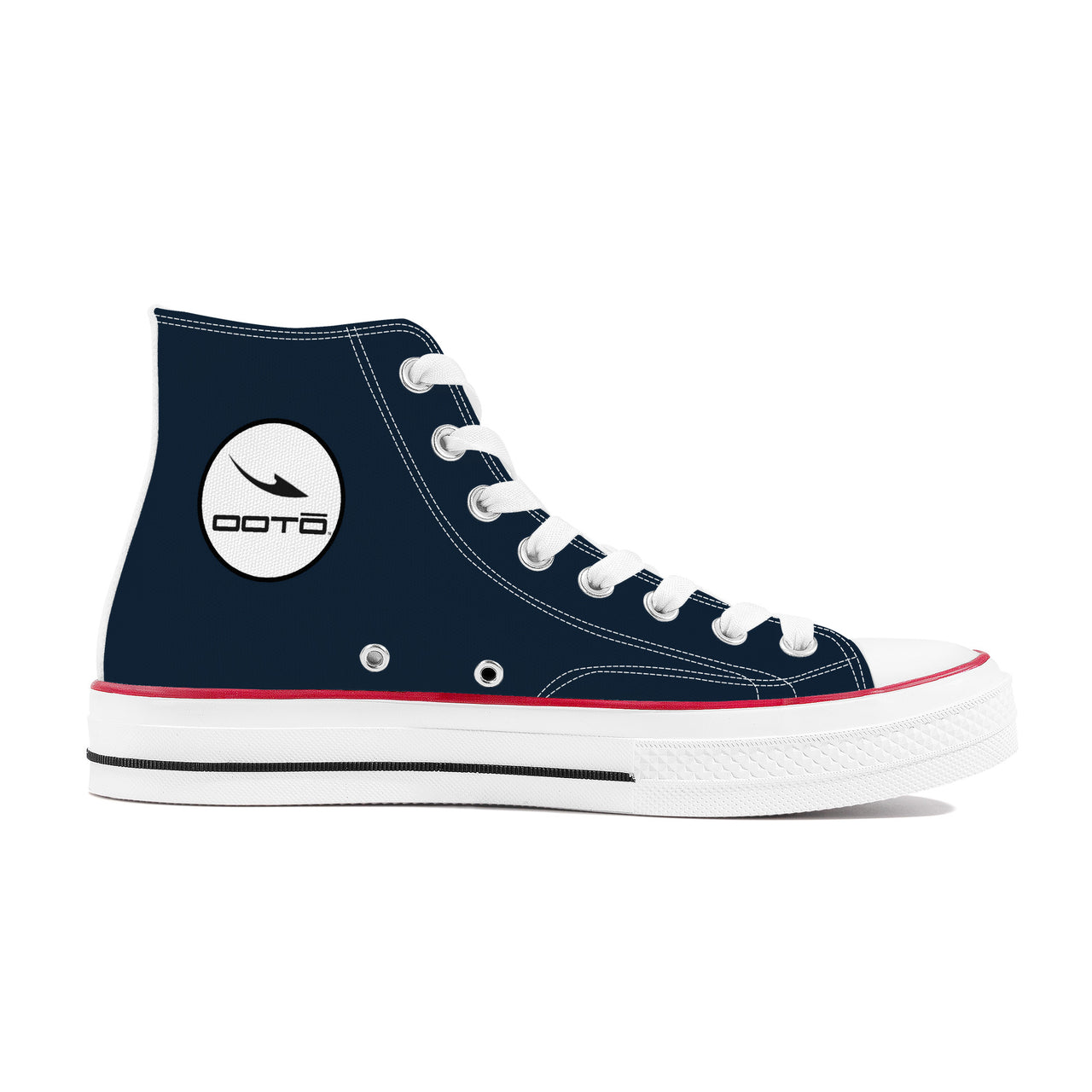 OOTO - High Top Canvas Shoes - BLUE LEAP - White soles - 1 COLOR -