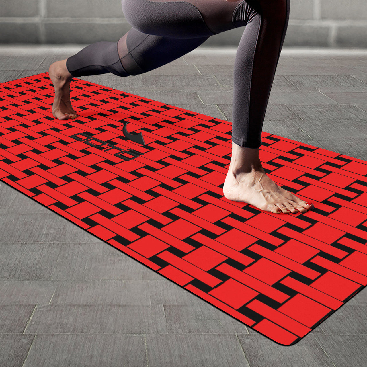 OOTO - Yoga Mat - Red weave on Black -