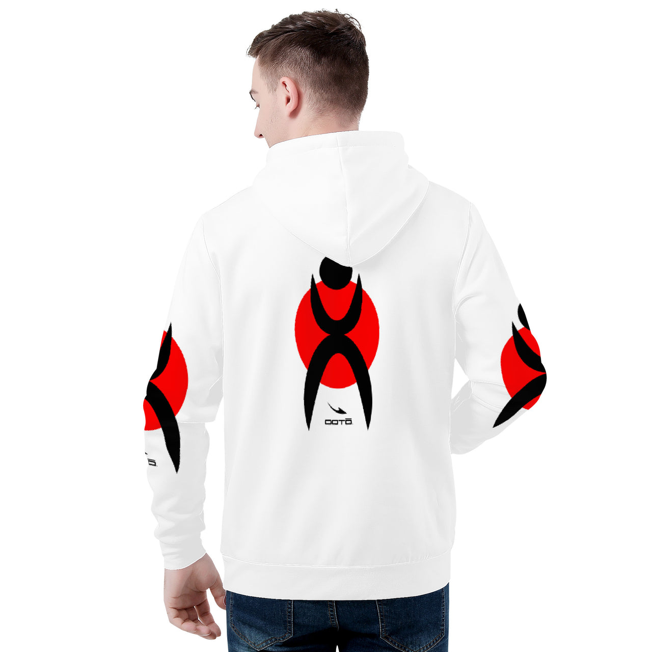 OOTO - GLYPHIC EN BLACK OVER RED - Men's Hoodie - 1 COLOR -