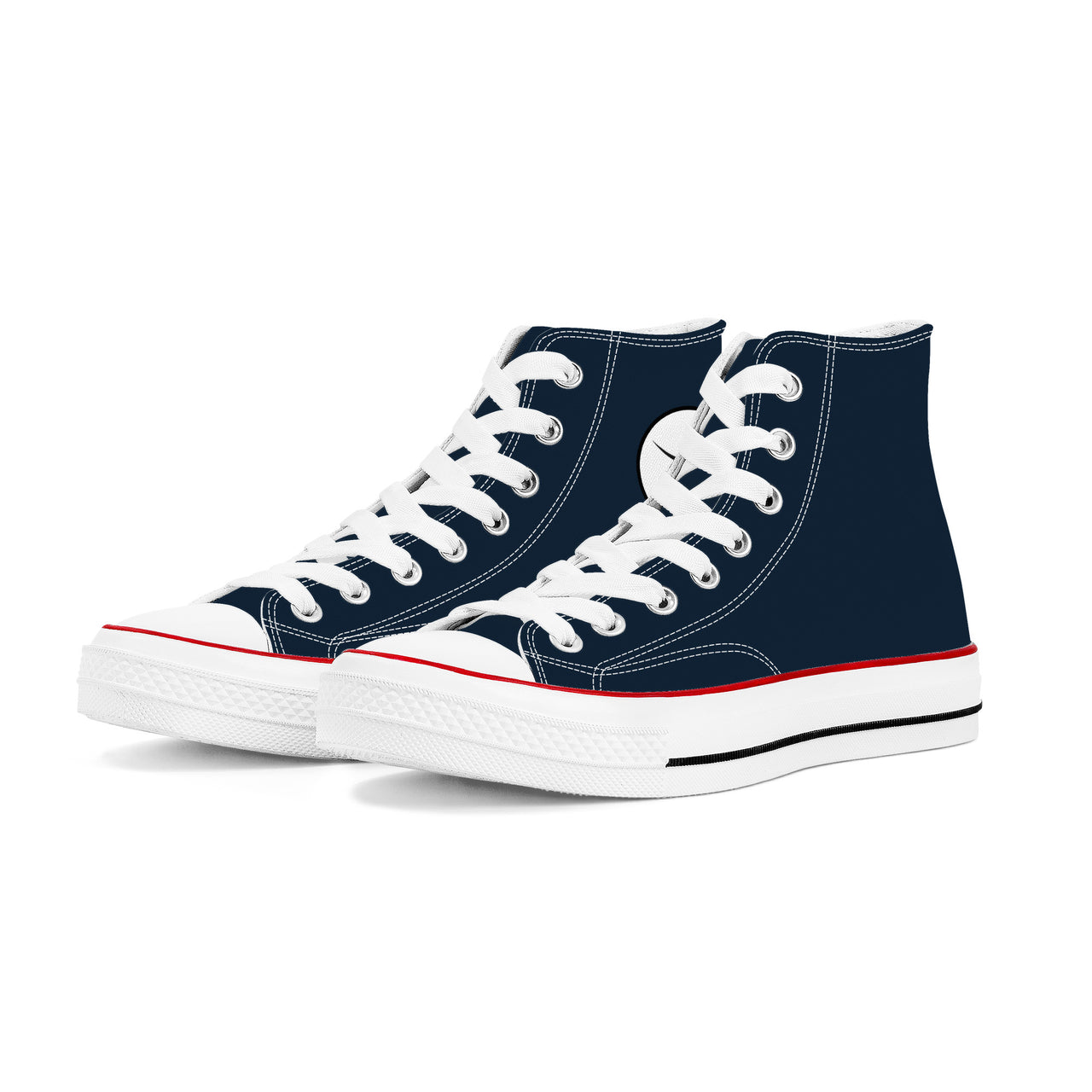 OOTO - High Top Canvas Shoes - BLUE LEAP - White soles - 1 COLOR -