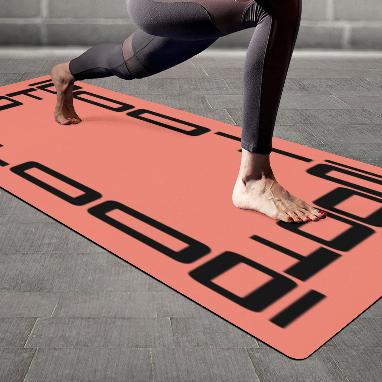 OOTO - Yoga Mat - Black frame on salmon