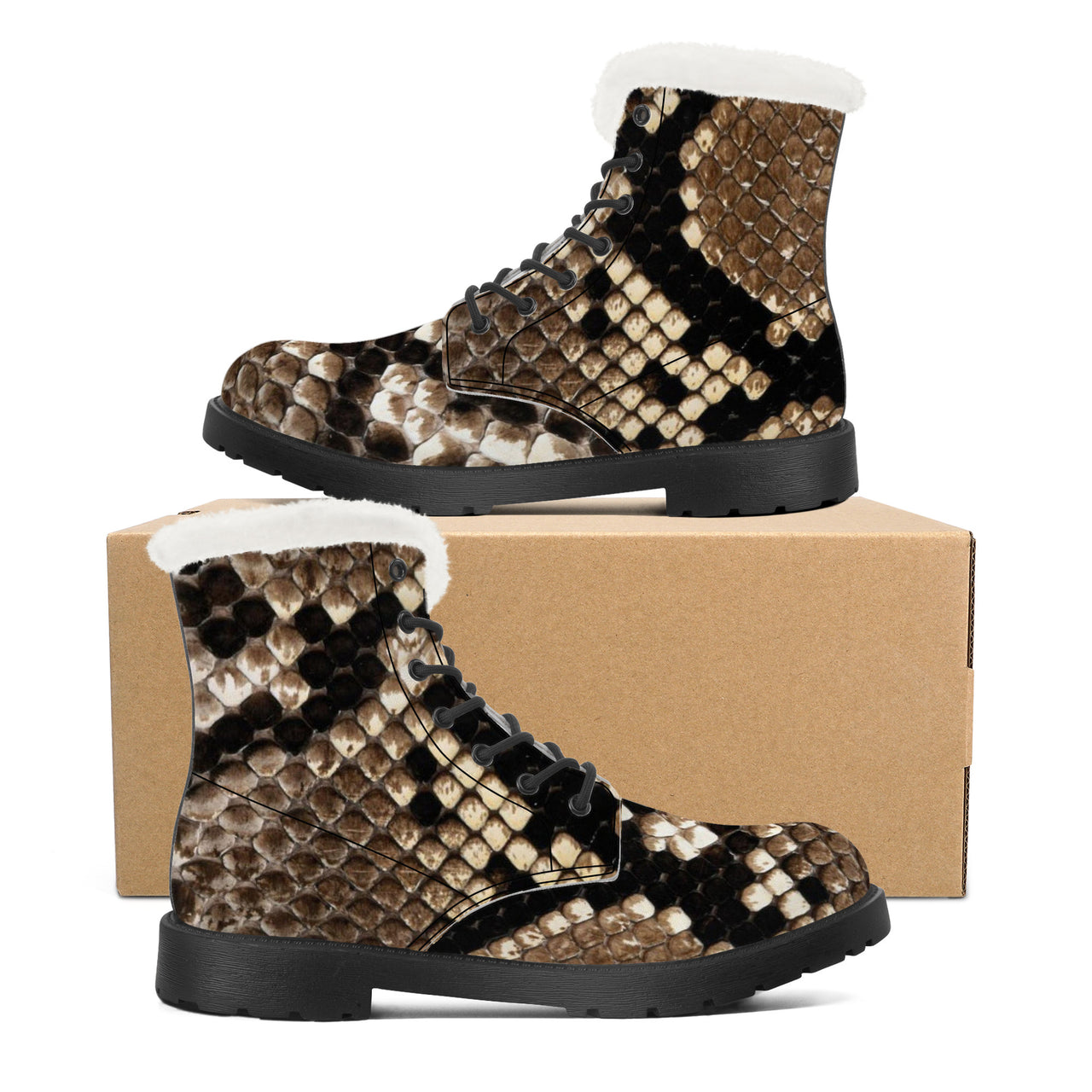 OOTO - SNAKE SKIN (PRINT) - SF_D86 Faux Fur Synthetic Leather Boots -